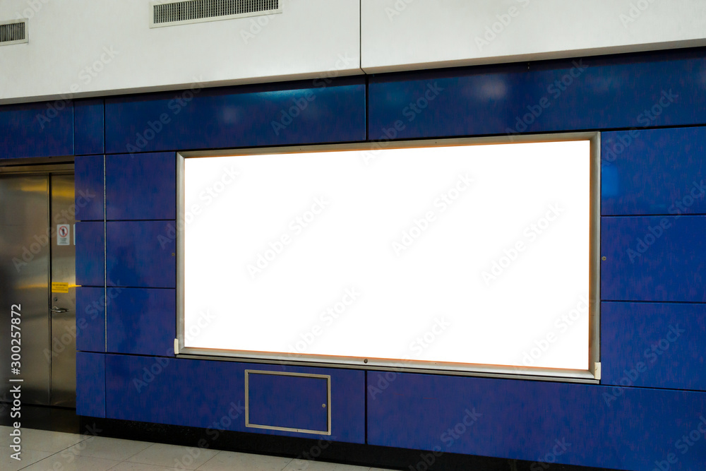 Mock up blank billboard near elevator at airport terminal Mock up blank billboard near elevator at airport terminal