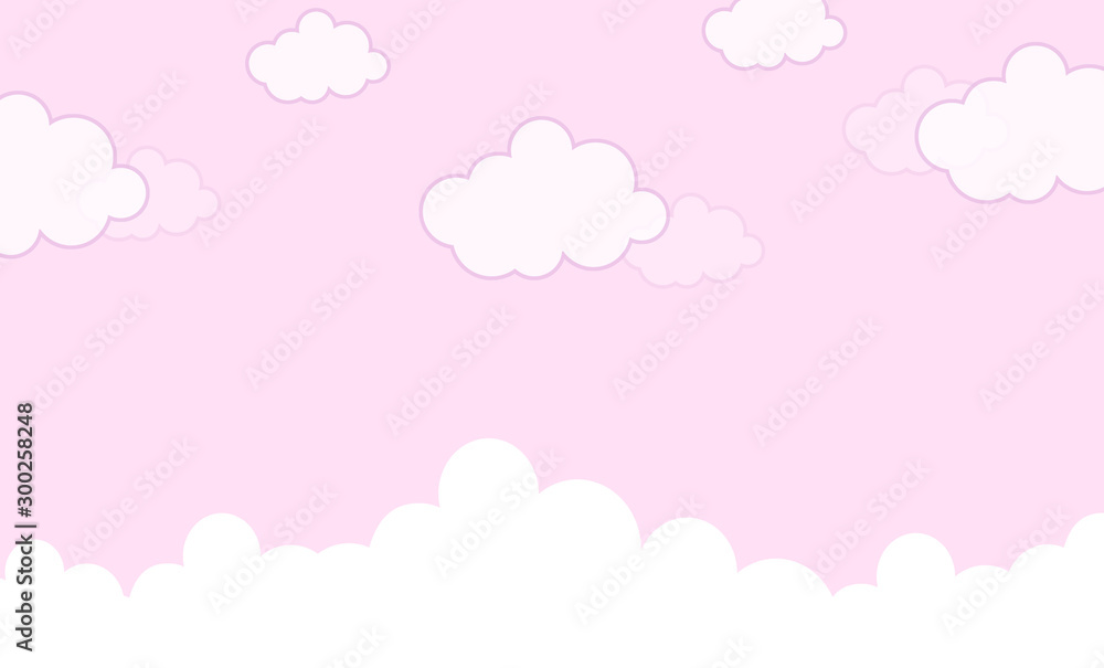 Abstract kawaii Clouds cartoon sky, background. Concept for children and kindergartens or presentation