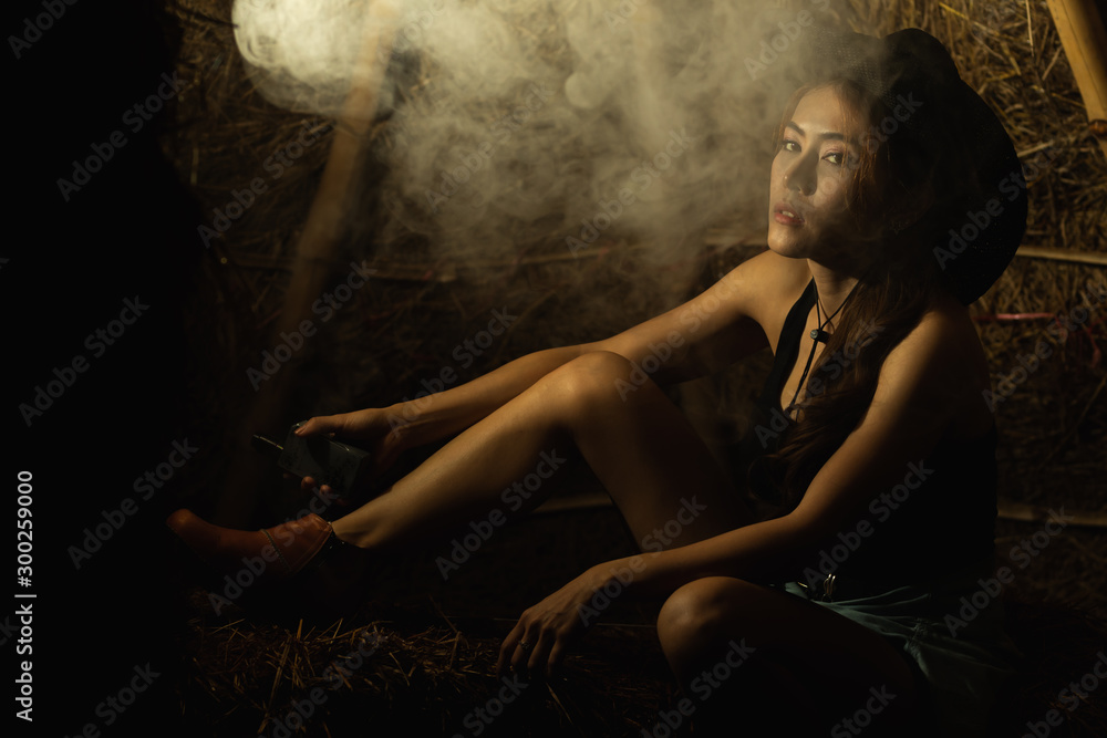 Asia woman smoking for background. Asia woman smoking for background.