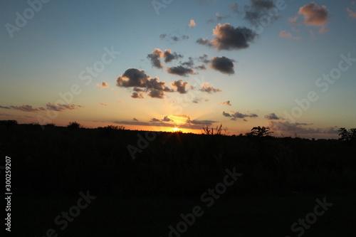 atardecer, sol, paisaje