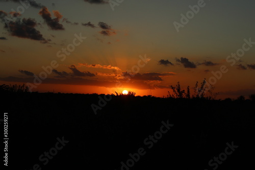 atardecer, sol, paisaje