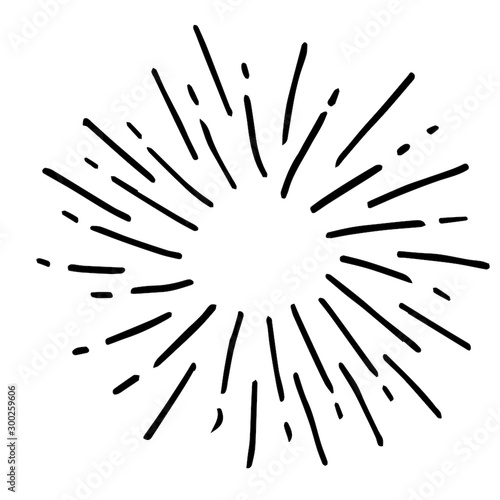 hand drawn of doodle starburst, sunburst, firework, explosion set. doodle design element. vector illustration