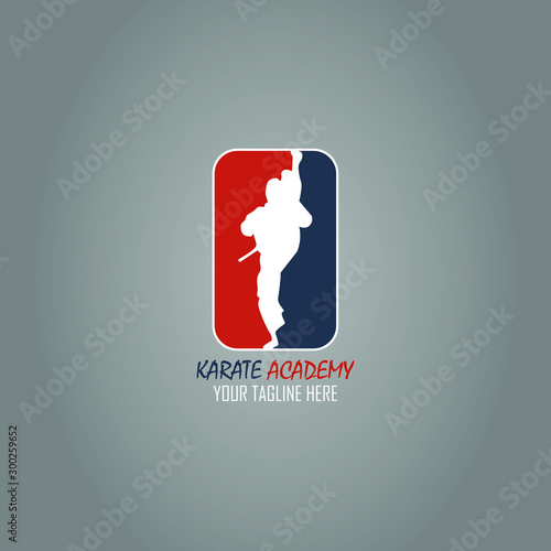 Karate logo template with red and blue combination color. Vector illustration