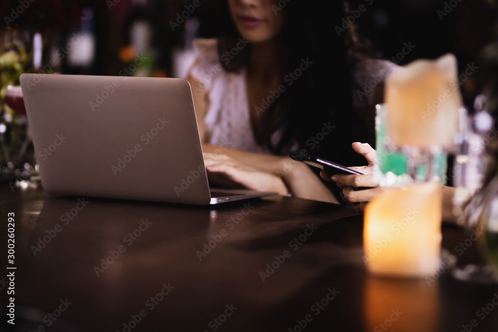 Asia woman using laptop computer working,playing with happy. Asia woman using laptop computer working,playing with happy.