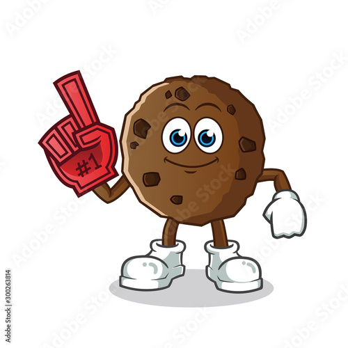 cookie number one fan mascot vector cartoon illustration