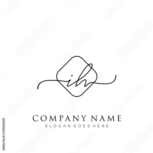 IH initial logo signature vector Handwriting concept logo template photo