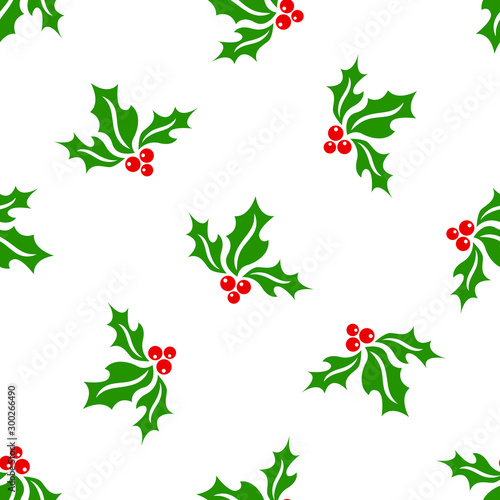 Mistletoe seamless background pattern.