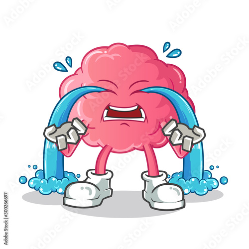 brain cry mascot vector cartoon illustration