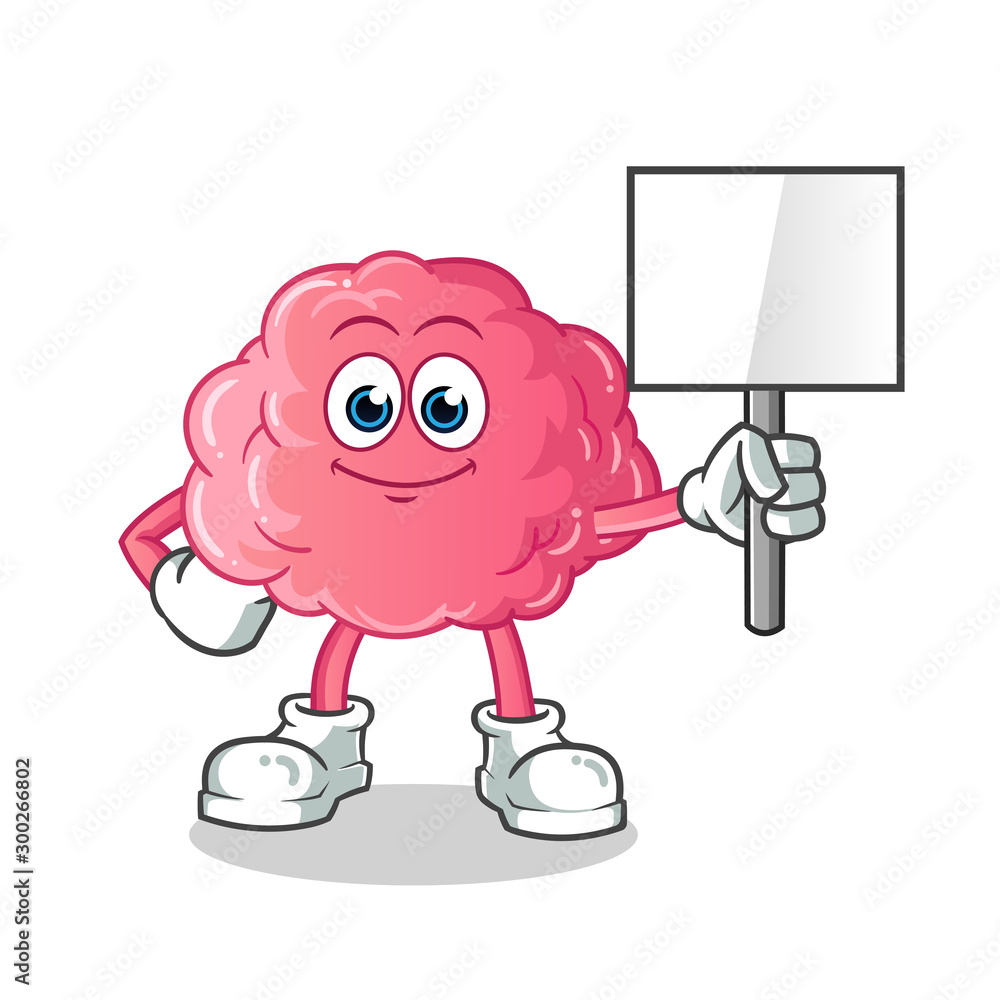 brain announcement board mascot vector cartoon illustration brain announcement board mascot vector cartoon illustration