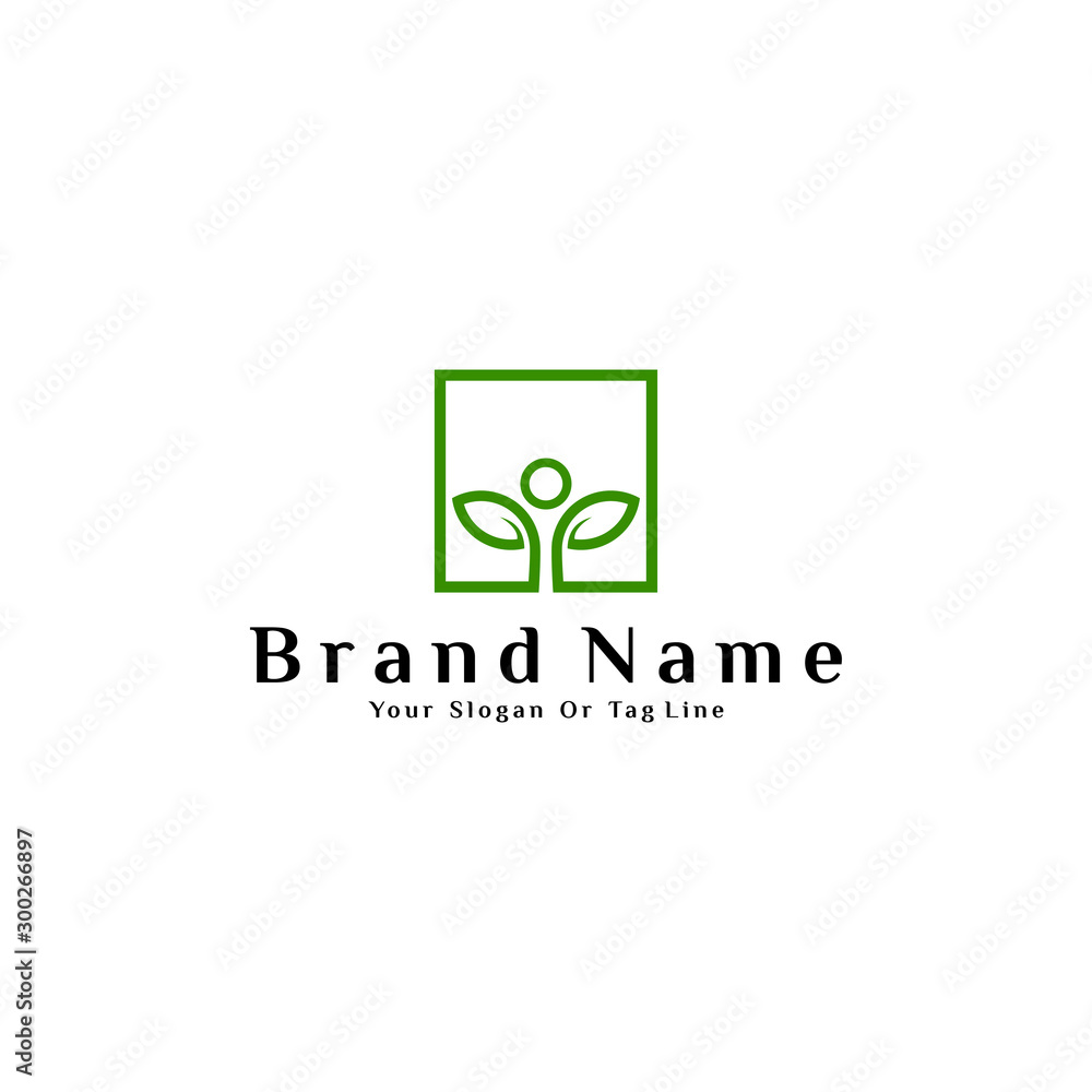 The logo design concept is a combination of leaves and people vector template The logo design concept is a combination of leaves and people vector template