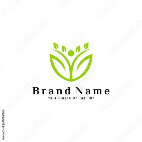 The logo design concept is a combination of leaves and people vector template