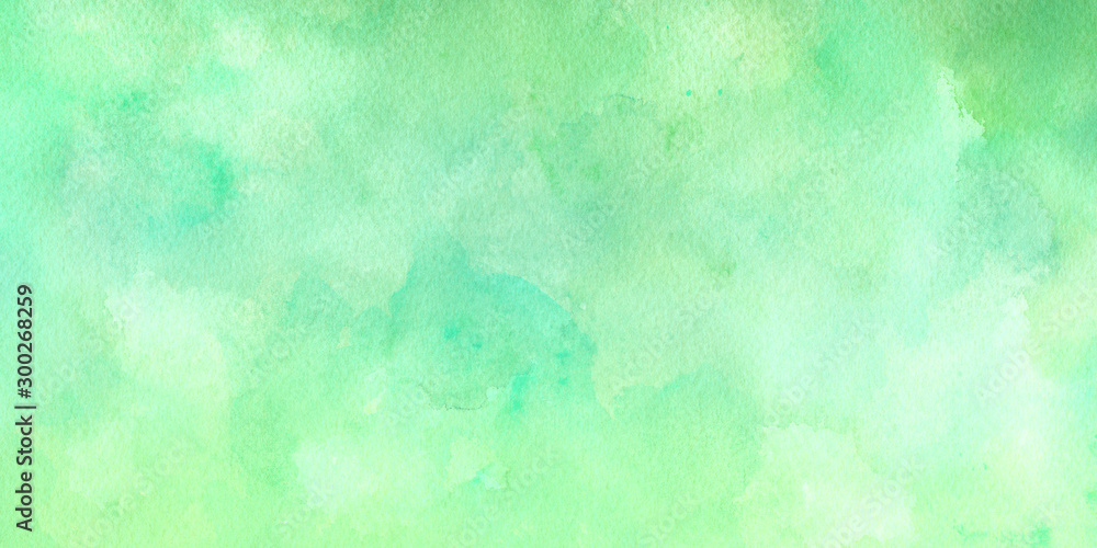 Green blue watercolor background texture in light pastel colors in