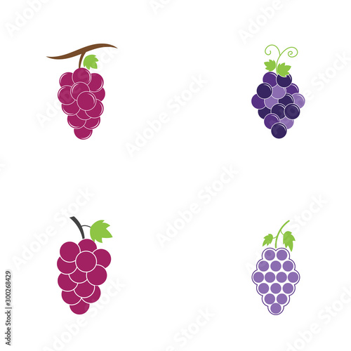 Fototapeta Naklejka Na Ścianę i Meble -  set of grapes logo template vector icon illustration