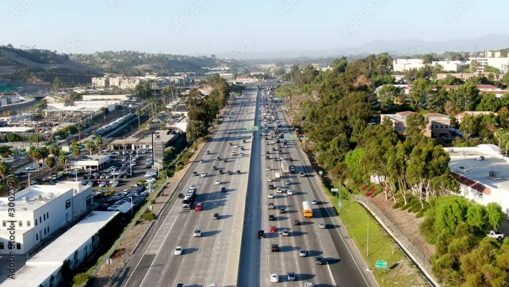 Aerial view of the San Diego freeway, Southern California freeways, USA Aerial view of the San Diego freeway, Southern California freeways, USA
