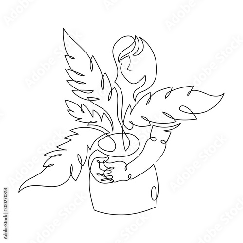 agronomist farmer holding sprout, seedlings