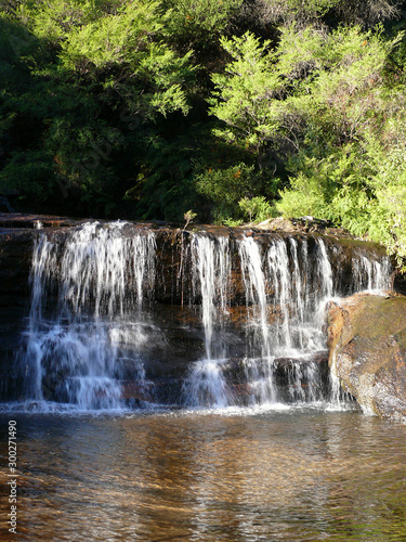 A small cascade and pond immediately above the main waterfall at Wentworth Falls in the Blue Mountains west of Sydney. © Bruce