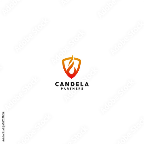 Shield Fire Logo Template Design