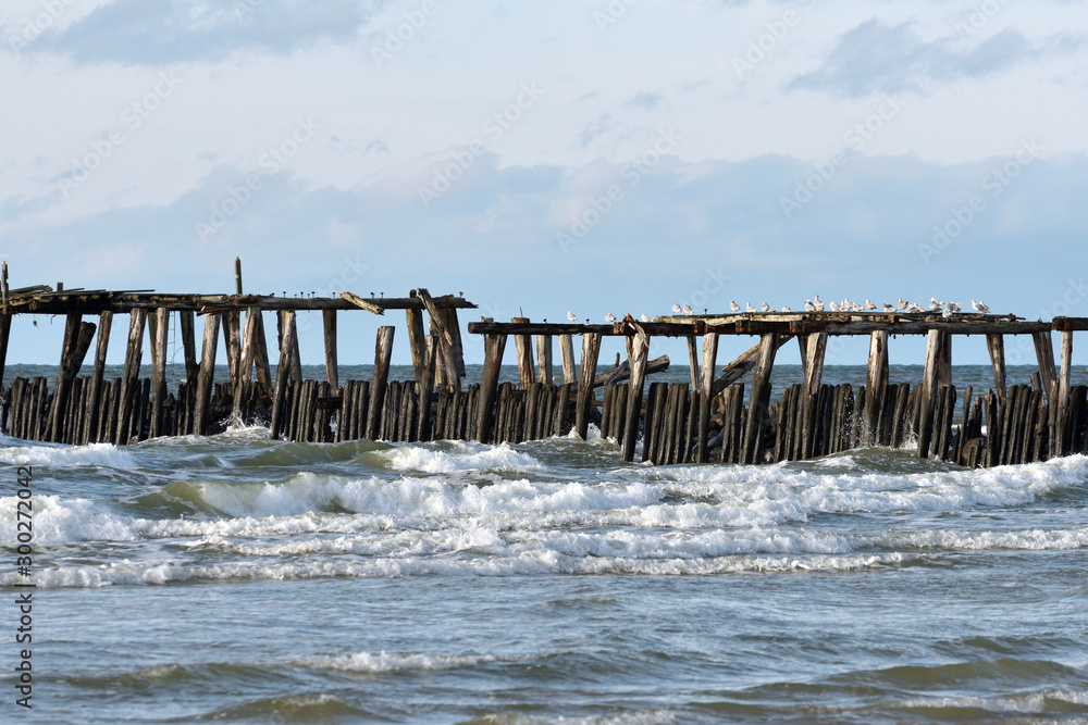 Old wooden pier in the Baltic Sea
