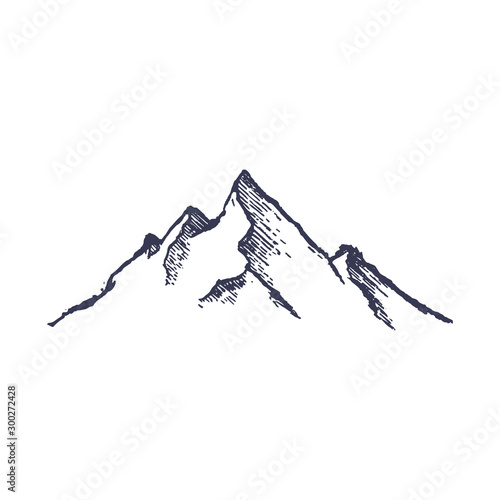 Mountains. Hand drawn rocky peaks mounstain. Vector