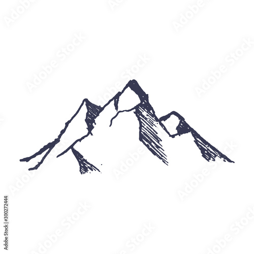 Mountains. Hand drawn rocky peaks mounstain. Vector