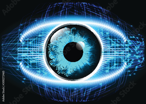 Blue eye cyber circuit future technology concept background