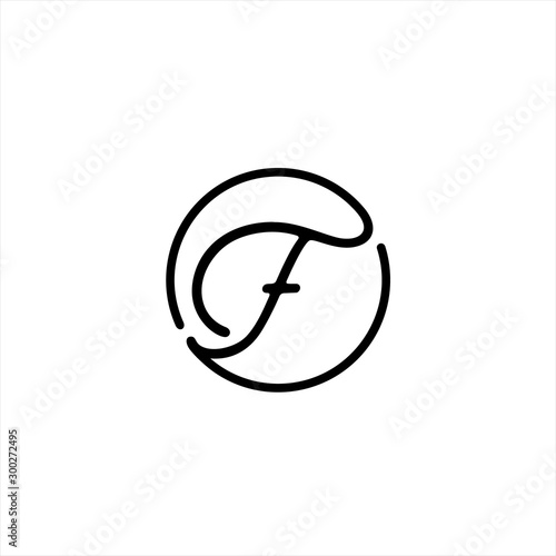 Letter F script initial luxury Logo design Vector