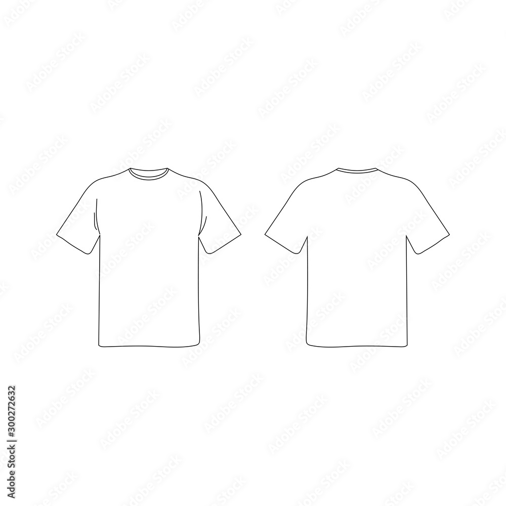 Blank T Shirt Template Black Vector Tshirt Shape For Coloring With White  Lines Converting Into Shapes Flat Illustration Front And Back View Mockup  Stock Illustration - Download Image Now - iStock