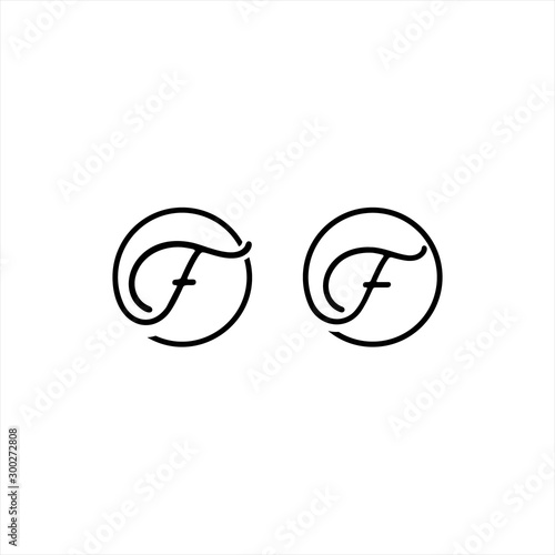 Letter F script initial luxury Logo design Vector