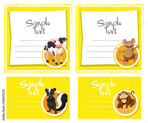 Card template wth cute animals