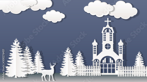Merry Christmas and winter season, Paper art and craft style, vector, EPS 10