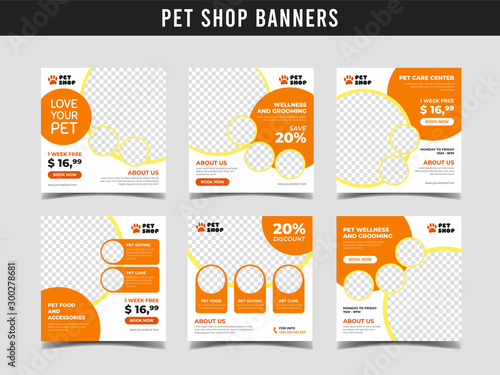 Pet shop square banner template. Promotional banner for social media post, web banner and flyer Vol.19