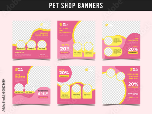 Pet shop square banner template. Promotional banner for social media post, web banner and flyer Vol.15