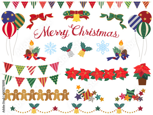 クリスマスの飾りのイラストセット