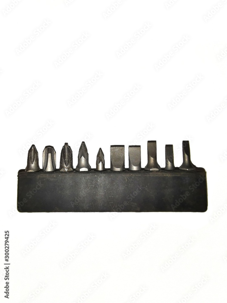 set of drill bits isolated on white background set of drill bits isolated on white background