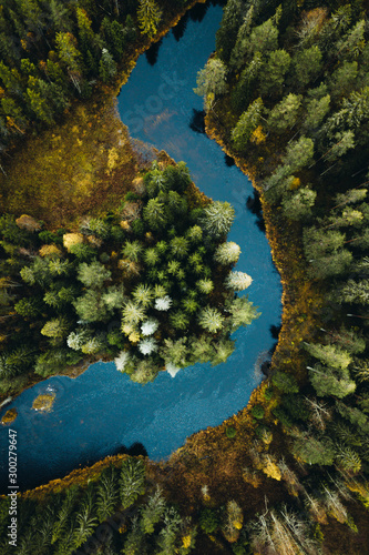 Isle in the forest from above