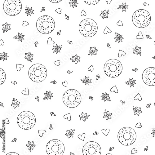 Seamless pattern with donut.