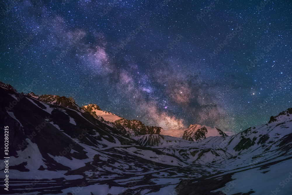 Milky Way over Tien Shan mountain tops