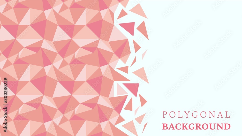 Abstract low poly geometric background with triangles in living coral colors and space for text. Mosaic texture. Vector illustration. Abstract low poly geometric background with triangles in living coral colors and space for text. Mosaic texture. Vector illustration.