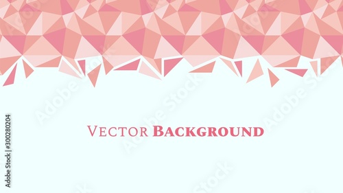 Abstract low poly geometric background with triangles in living coral colors and space for text. Mosaic texture. Vector illustration.