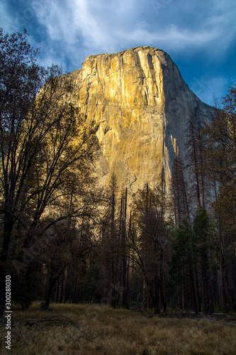 El Capitane with sunset color. Amazing cliff is in the Yosemite park