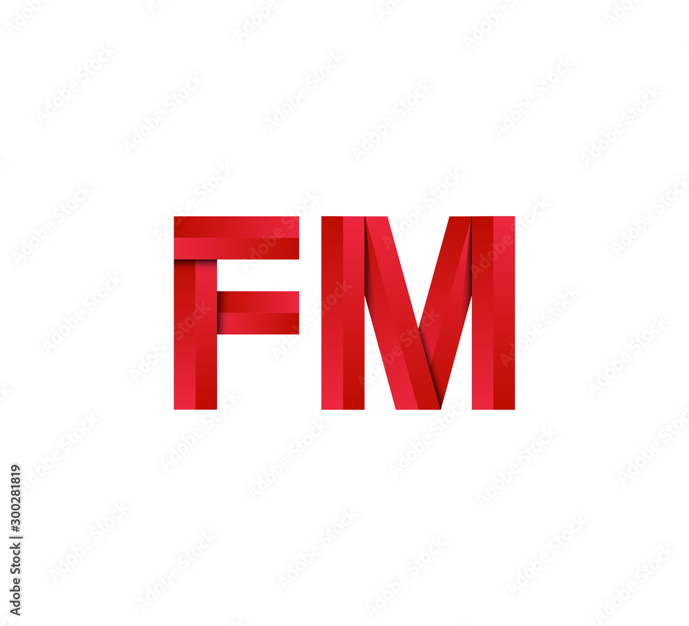 Initial two letter red 3D logo vector FM Initial two letter red 3D logo vector FM