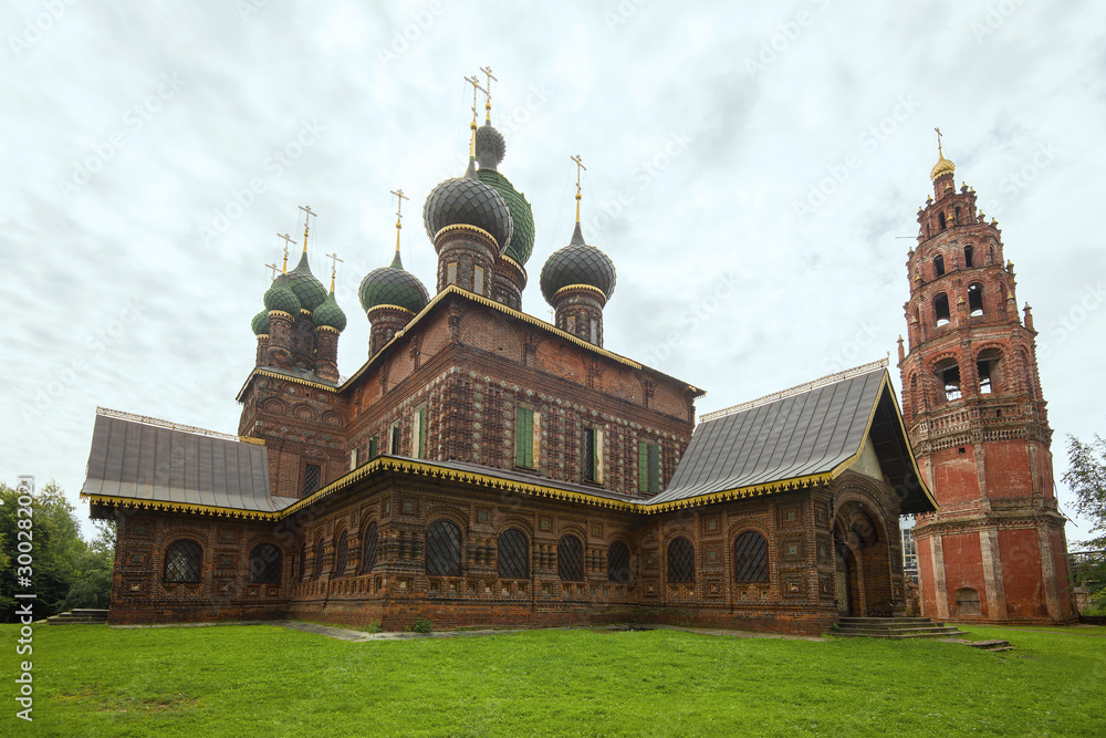 Old Church of St. John the Baptist. Close-up on a gloomy July day. Yaroslavl, Golden Ring of Russia