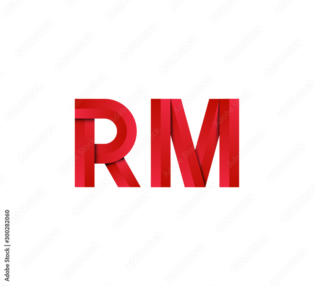 Initial two letter red 3D logo vector RM Initial two letter red 3D logo vector RM