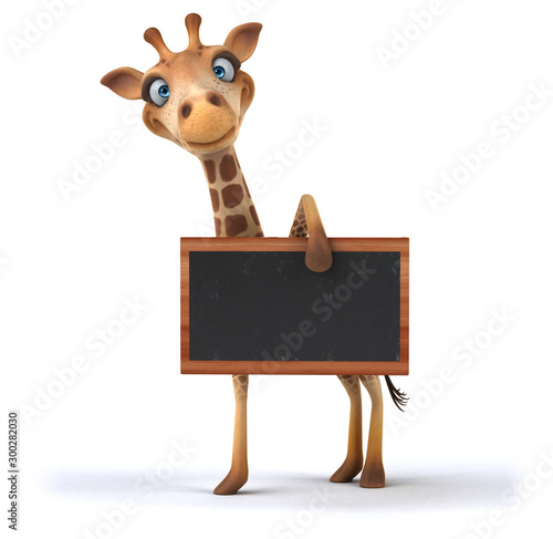 Photography Fun 3D giraffe holding a blackboard