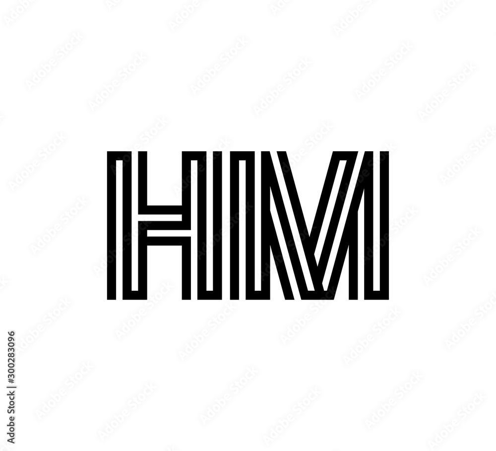 Initial two letter black line shape logo vector HM Initial two letter black line shape logo vector HM