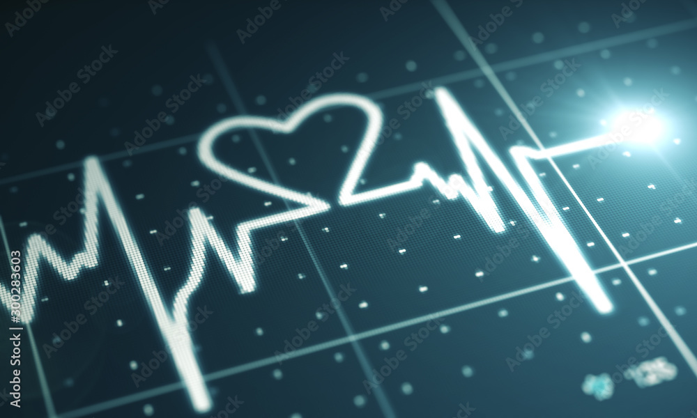 Obraz premium heart rate line on monitor