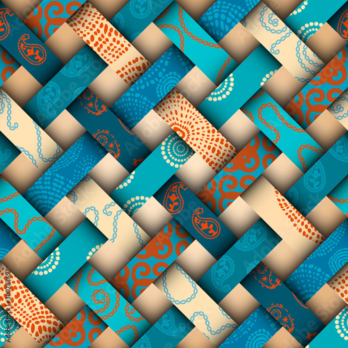 Patchwork textile pattern. Seamless quilting design background.