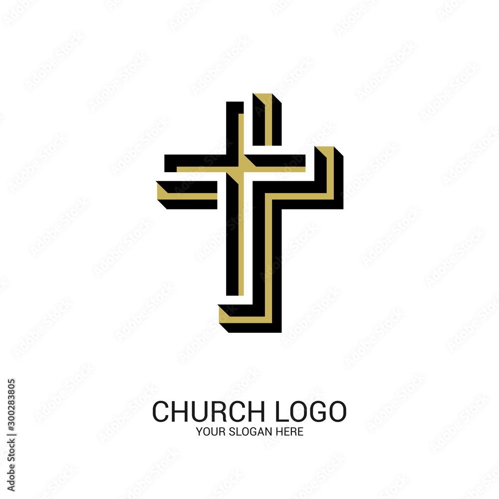 Obraz premium Church logo. Christian symbols. Cross of the Lord and Savior Jesus Christ