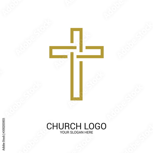 Church logo. Christian symbols. Cross of the Lord and Savior Jesus Christ