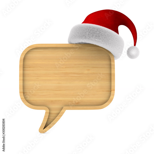 wooden bubble speak on whit...